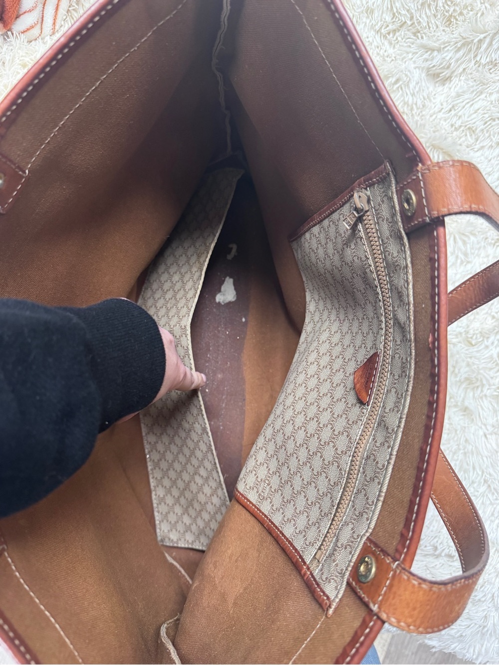 Vintage Celine Triomphe Brown Monogram Canvas Tote Bag - Picture 9 of 9
